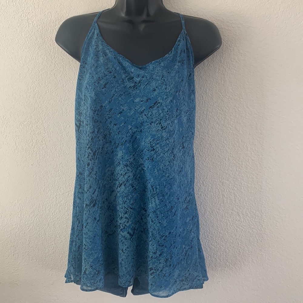 Cabi Top Size Small Blue Double Layer Cami Adjustable Straps Sheer Lined Fairy